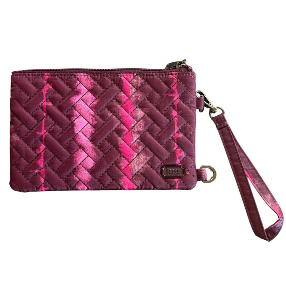 LUG Peekaboo RFID Pouch Wristlet Purse Shibori Wine (pink/maroon)